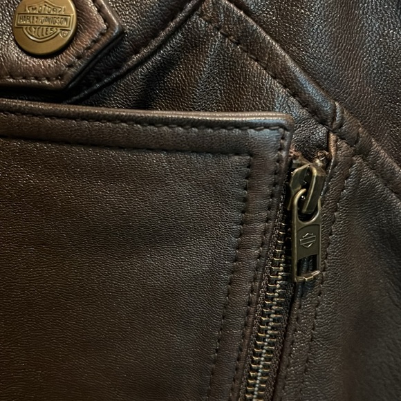Dark Brown Harley Davidson Women’s Soft Leather Jacket - Picture 9 of 9